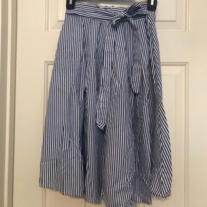 See You Monday Blue and White Pinstripe Skirt - Small